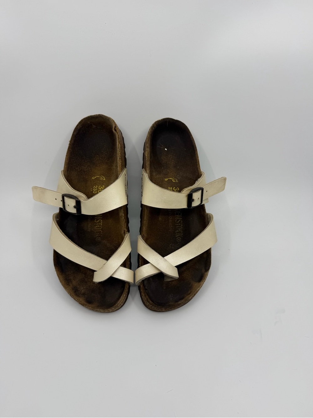 Birkenstock Cream Cross-Strap Toe Loop Sandals